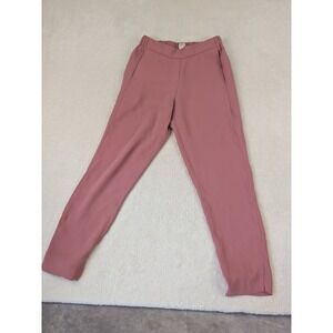 J.Crew Mauve Pink Pull On Tapered Leg Pants Size 0 Elastic Waist Side Slit Hem